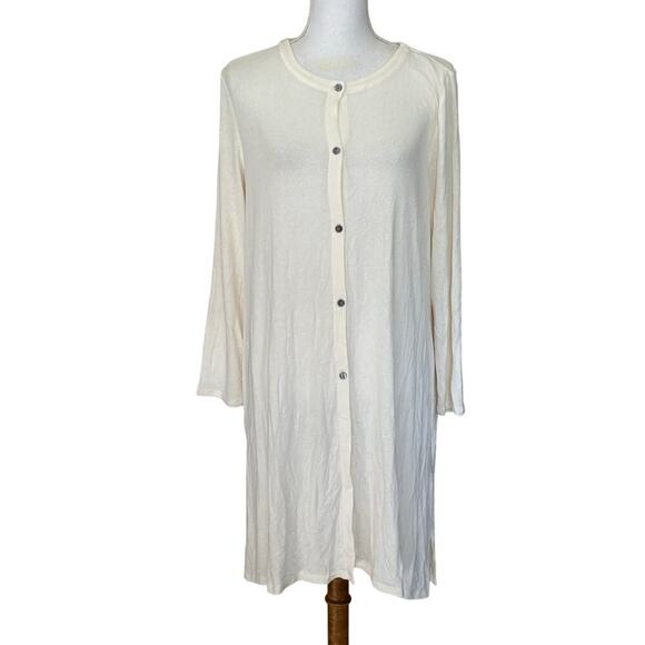 J. Jill Wearever cream button front tunic/cardigan, XLP, NWT, minimalist - Picture 1 of 6